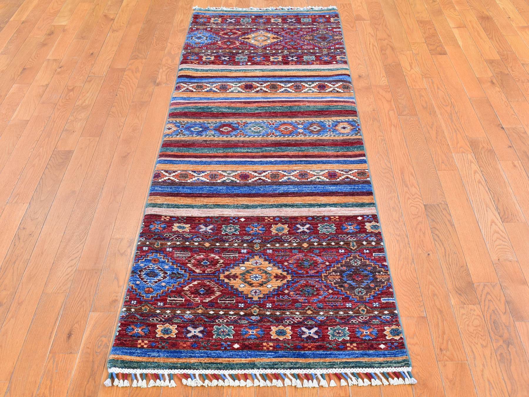 Kazak Kazak hand-knotted wool runner in Red, 2'8" x 8'3" — SKU O066828 (view 2)