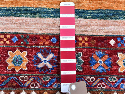 Red 2'8" x 8'3" Tribal Hand knotted Wool Rug - Sku: O066828