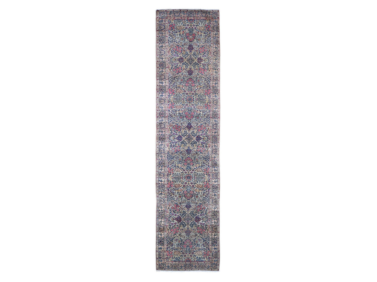 Kerman Antique hand-knotted wool runner in Ivory, 2'8" x 11'6" — SKU O066840
