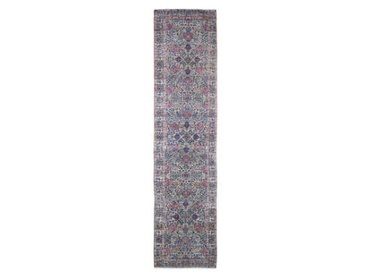 Ivory 2'8" x 11'6" Antique Hand knotted Wool Rug - Sku: O066840