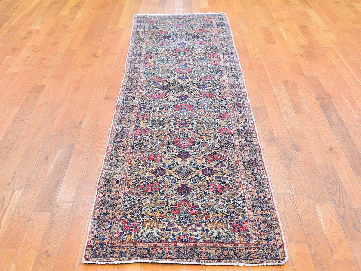 Kerman Antique hand-knotted wool runner in Ivory, 2'8" x 11'6" — SKU O066840 (view 2)