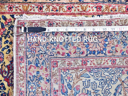 Ivory 2'8" x 11'6" Antique Hand knotted Wool Rug - Sku: O066840