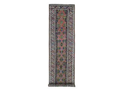 Pink 3'1" x 14'3" Antique Hand knotted Wool Rug - Sku: O066842