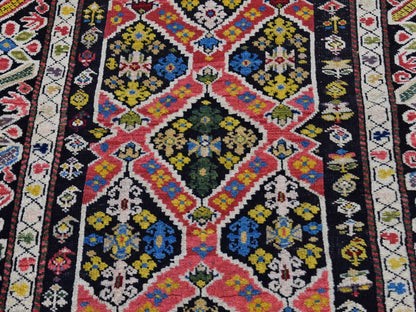 Pink 3'1" x 14'3" Antique Hand knotted Wool Rug - Sku: O066842