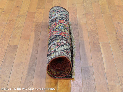 Pink 3'1" x 14'3" Antique Hand knotted Wool Rug - Sku: O066842