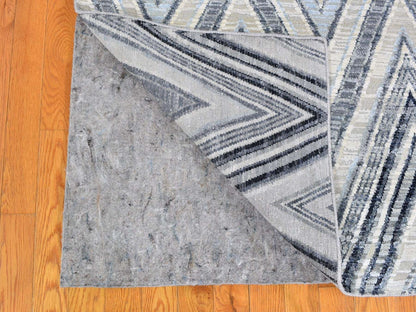 Grey 9'1" x 12'3" Modern / Contemporary Hand knotted Wool/Silk Rug - Sku: O066843