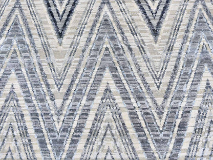 Grey 9'1" x 12'3" Modern / Contemporary Hand knotted Wool/Silk Rug - Sku: O066843