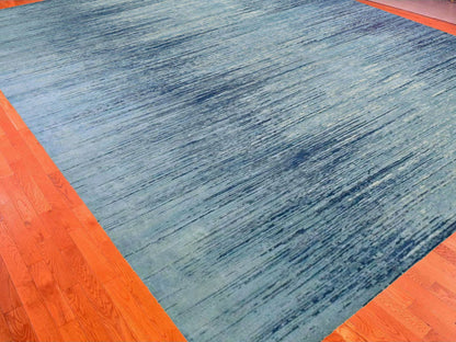 Modern / Contemporary hand-knotted wool rug in Blue, 14'1" x 18' — SKU O066847 (view 3)