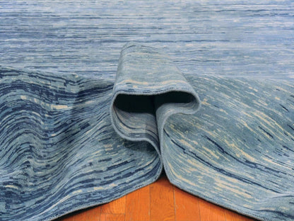 Modern / Contemporary hand-knotted wool rug in Blue, 14'1" x 18' — SKU O066847 (view 5)