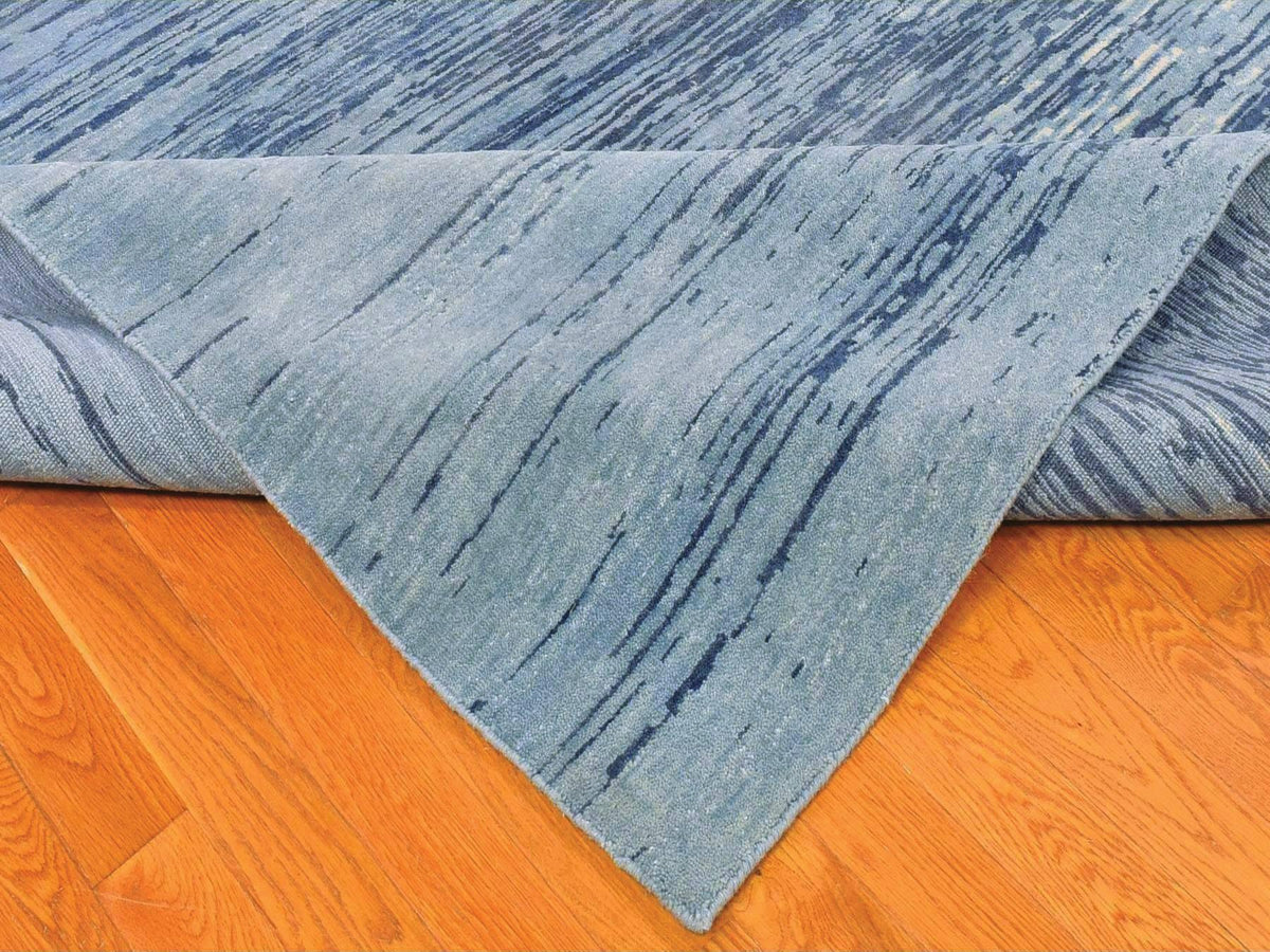 Modern / Contemporary hand-knotted wool rug in Blue, 14'1" x 18' — SKU O066847 (view 6)
