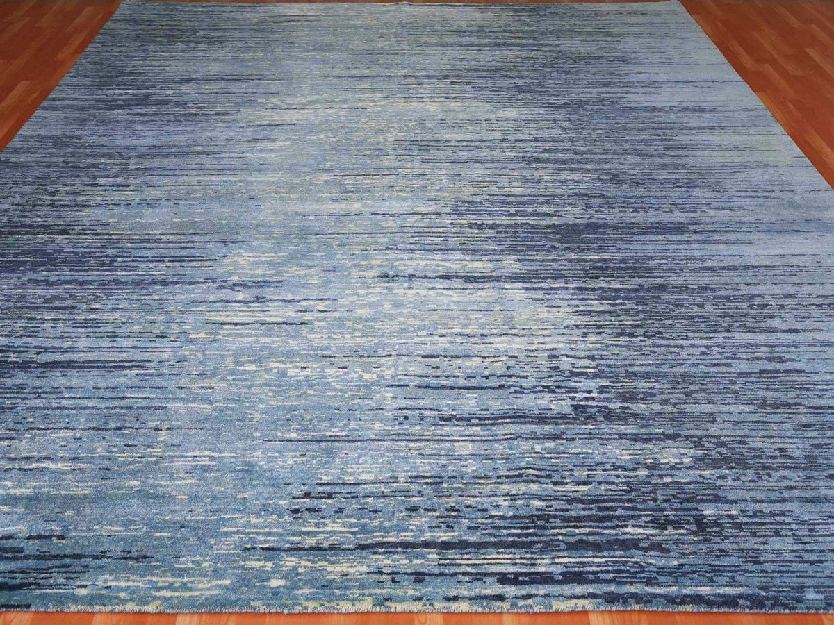 Modern / Contemporary hand-knotted wool rug in Blue, 8'1" x 8'1" — SKU O066851 (view 2)