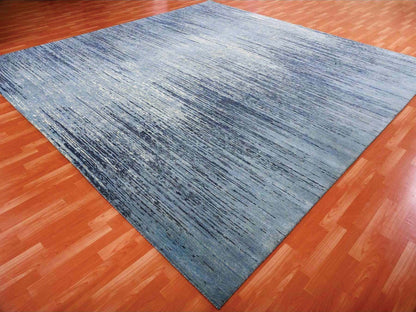 Modern / Contemporary hand-knotted wool rug in Blue, 8'1" x 8'1" — SKU O066851 (view 3)
