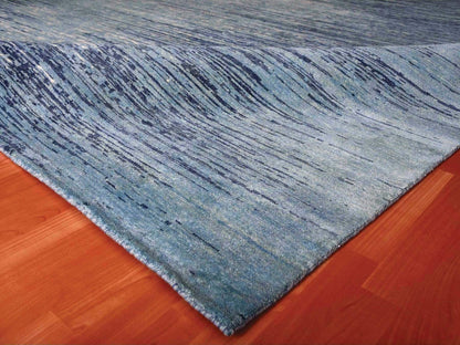 Modern / Contemporary hand-knotted wool rug in Blue, 8'1" x 8'1" — SKU O066851 (view 6)