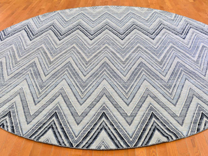 Modern / Contemporary hand-knotted wool/silk rug in Ivory, 11'9" x 11'9" — SKU O066853 (view 3)