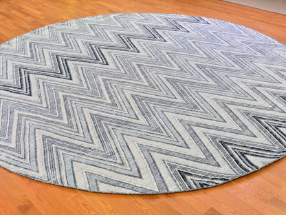 Ivory 11'9" x 11'9" Modern and Contemporary Hand knotted Wool/Silk Rug - Sku: O066853