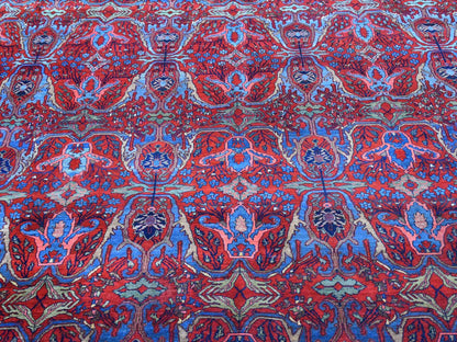 Red 12'5" x 13'9" Antique Hand knotted Wool Rug - Sku: O066865