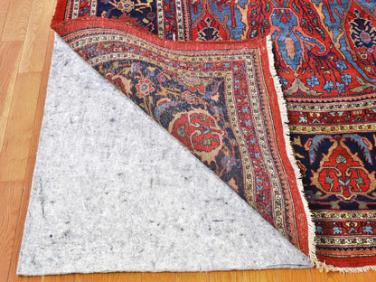 Red 12'5" x 13'9" Antique Hand knotted Wool Rug - Sku: O066865