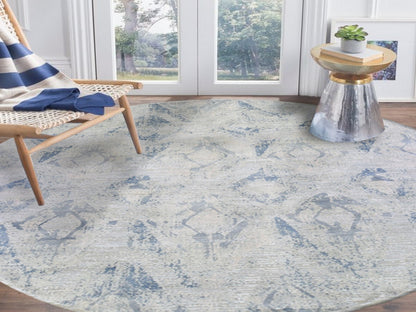 Ivory 12'0" x 12'0" Modern and Contemporary Hand knotted Wool/Silk Rug - Sku: O066867