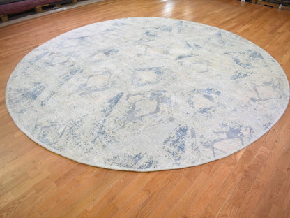 Ivory 12'0" x 12'0" Modern and Contemporary Hand knotted Wool/Silk Rug - Sku: O066867