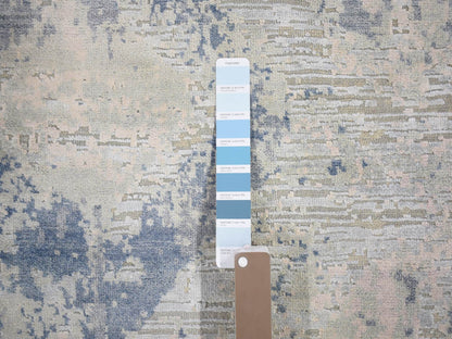 Ivory 12'0" x 12'0" Modern and Contemporary Hand knotted Wool/Silk Rug - Sku: O066867