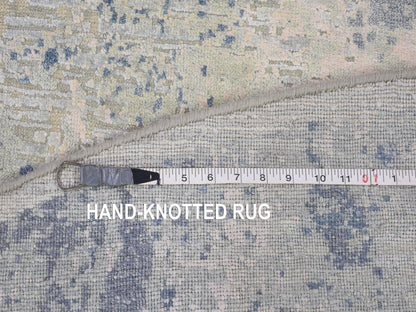 Ivory 12'0" x 12'0" Modern and Contemporary Hand knotted Wool/Silk Rug - Sku: O066867