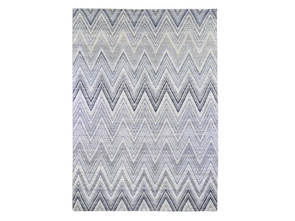 Modern / Contemporary hand-knotted wool/silk rug in Gray, 9'10" x 14'3" — SKU O066874