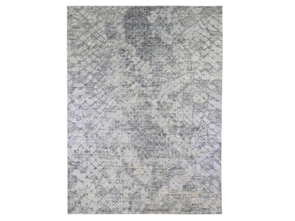 Grey 10'1" x 14'2" Modern / Contemporary Hand knotted Wool/Silk Rug - Sku: O066875