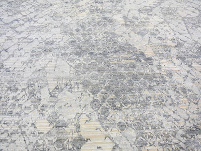 Grey 10'1" x 14'2" Modern / Contemporary Hand knotted Wool/Silk Rug - Sku: O066875