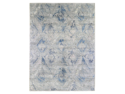 Ivory 9'0" x 12'1" Modern and Contemporary Hand knotted Wool/Silk Rug - Sku: O066876