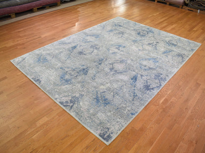 Ivory 9'0" x 12'1" Modern and Contemporary Hand knotted Wool/Silk Rug - Sku: O066876