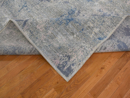 Ivory 9'0" x 12'1" Modern and Contemporary Hand knotted Wool/Silk Rug - Sku: O066876