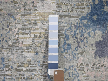 Ivory 9'0" x 12'1" Modern and Contemporary Hand knotted Wool/Silk Rug - Sku: O066876