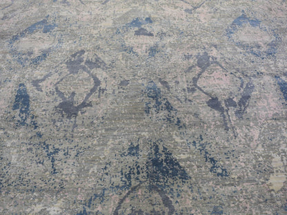 Ivory 9'0" x 12'1" Modern and Contemporary Hand knotted Wool/Silk Rug - Sku: O066876