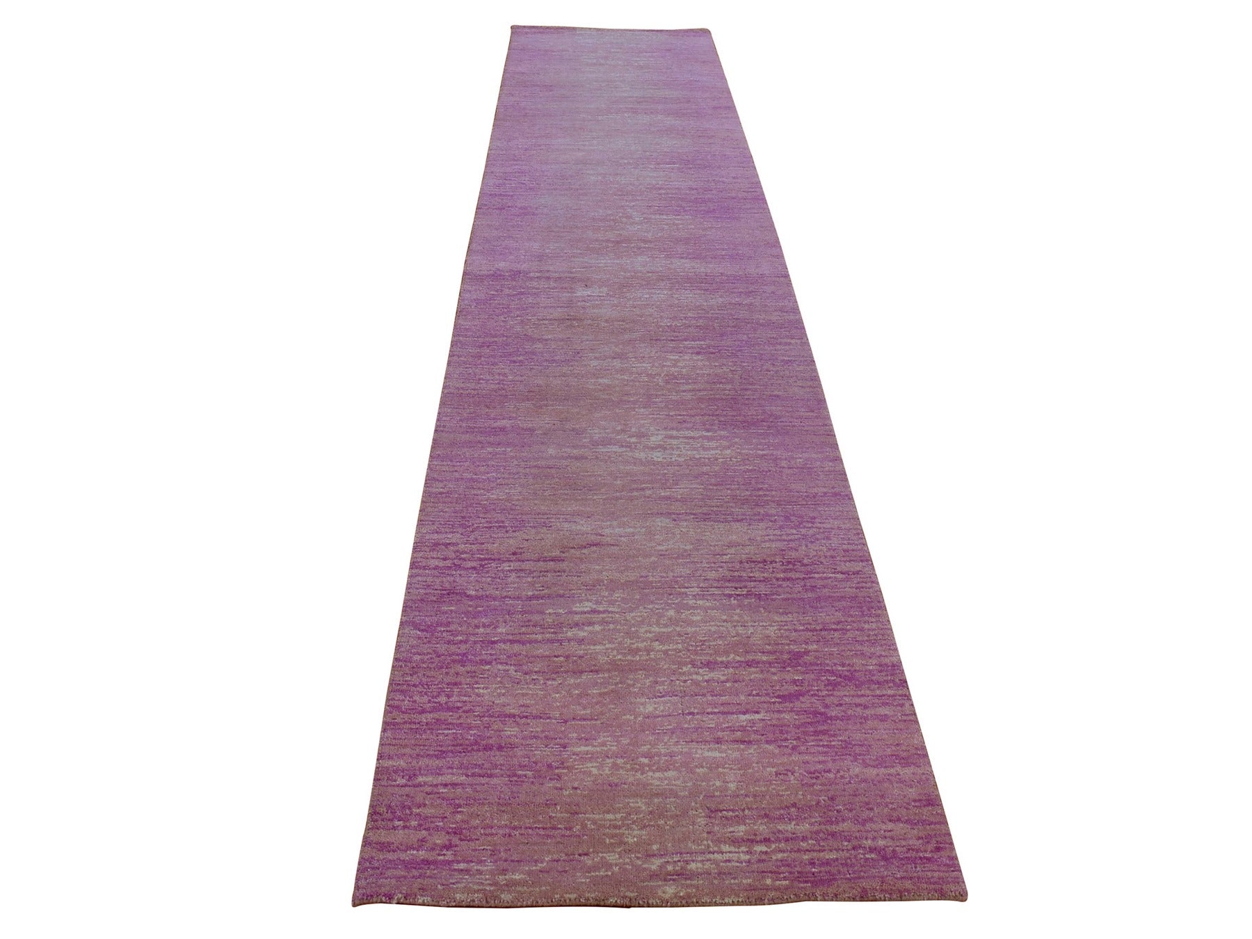 Modern / Contemporary hand-knotted wool runner in Pink, 2'6" x 12'4" — SKU O066877