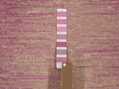 Pink 2'6" x 12'4" Modern / Contemporary Hand knotted Wool Rug - Sku: O066877
