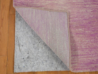 Pink 2'7" x 12'3" Modern / Contemporary Hand knotted Wool Rug - Sku: O066878