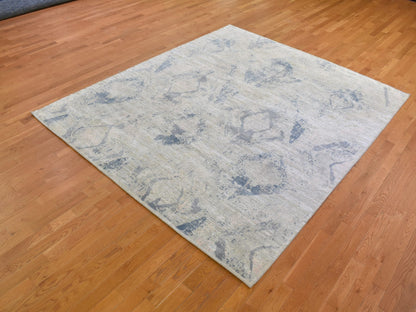Modern / Contemporary hand-knotted wool/silk rug in Blue, 8' x 9'6" — SKU O066884 (view 2)
