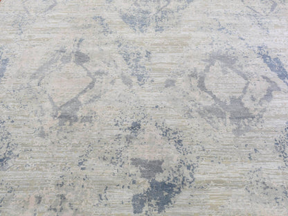 Modern / Contemporary hand-knotted wool/silk rug in Blue, 8' x 9'6" — SKU O066884 (view 3)
