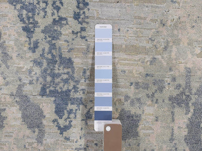 Modern / Contemporary hand-knotted wool/silk rug in Blue, 8' x 9'6" — SKU O066884 (view 6)