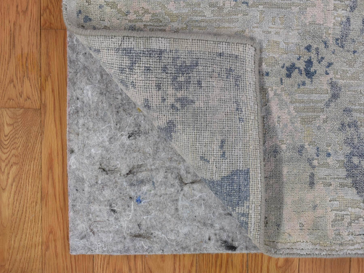 Modern / Contemporary hand-knotted wool/silk rug in Blue, 8' x 9'6" — SKU O066884 (view 7)