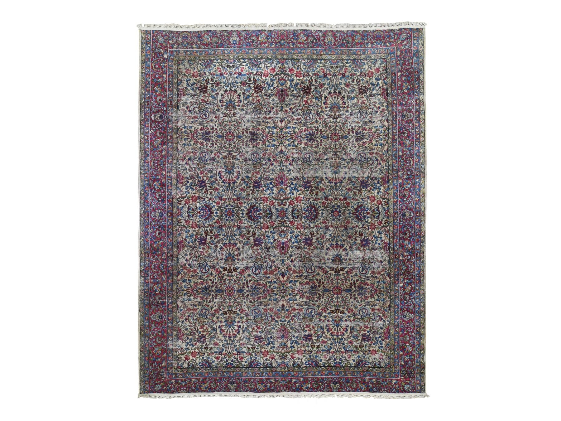 Kerman Antique hand-knotted wool rug in Beige & Red, 8'9" x 11'3" — SKU O066949
