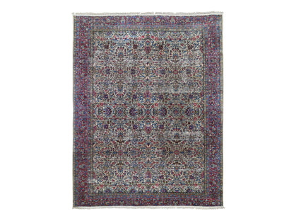 Kerman Antique hand-knotted wool rug in Beige & Red, 8'9" x 11'3" — SKU O066949