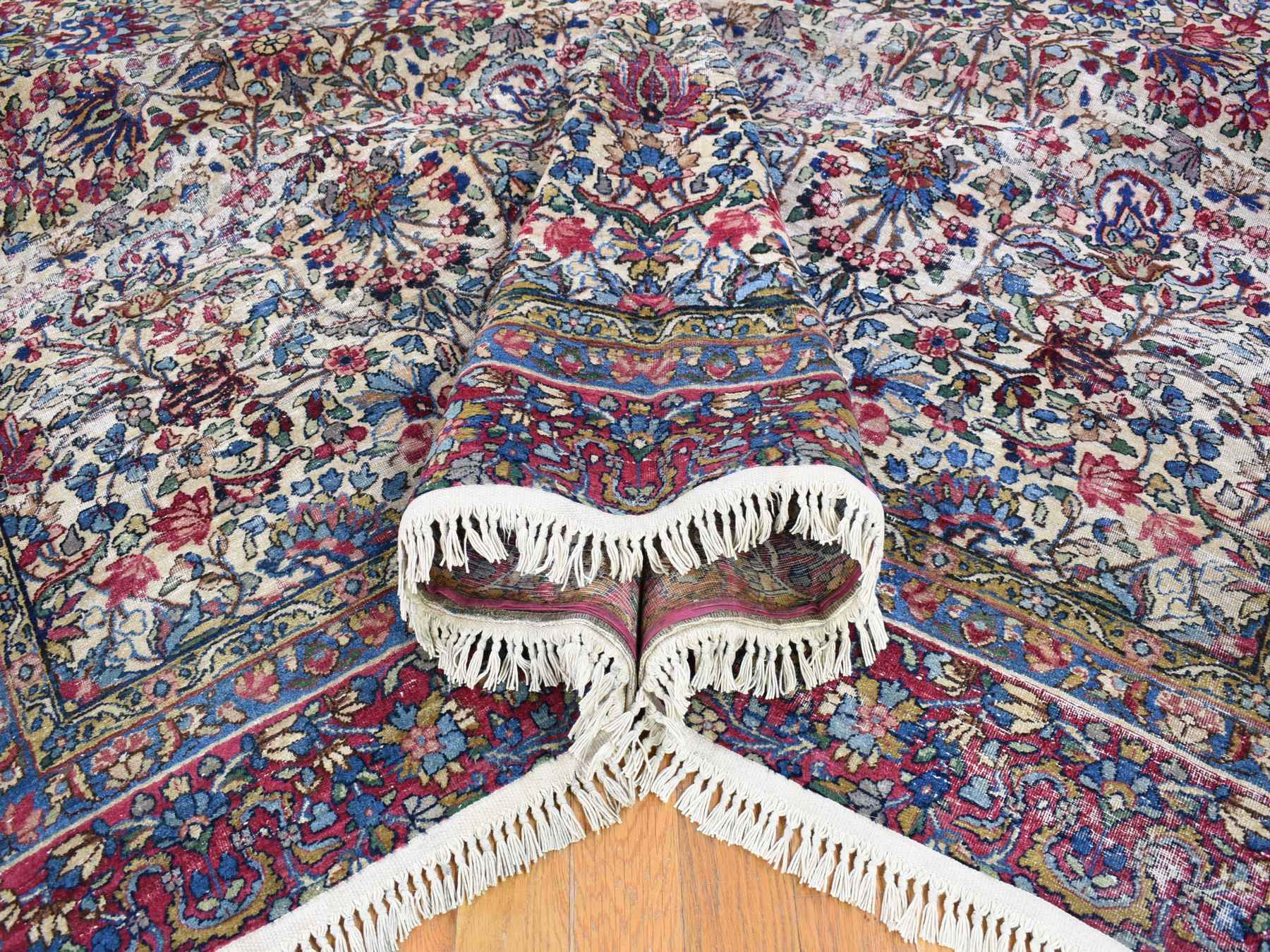 Kerman Antique hand-knotted wool rug in Beige & Red, 8'9" x 11'3" — SKU O066949 (view 4)