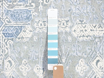 Transitional hand-knotted wool/pure silk rug in Blue, 9' x 12'2" — SKU O066954 (view 7)