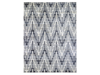 Ivory 9'0" x 12'0" Modern and Contemporary Hand knotted Wool/Silk Rug - Sku: O066955