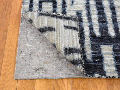 Ivory 9'0" x 12'0" Modern and Contemporary Hand knotted Wool/Silk Rug - Sku: O066955