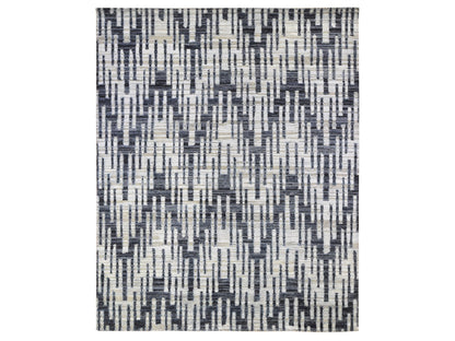 Ivory 8'0" x 10'1" Modern and Contemporary Hand knotted Wool/Silk Rug - Sku: O066958
