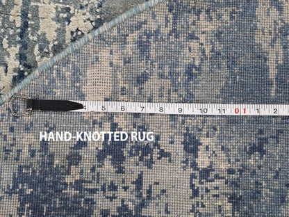 Modern / Contemporary hand-knotted wool/silk rug in Blue, 6'2" x 6'2" — SKU O066961 (view 7)