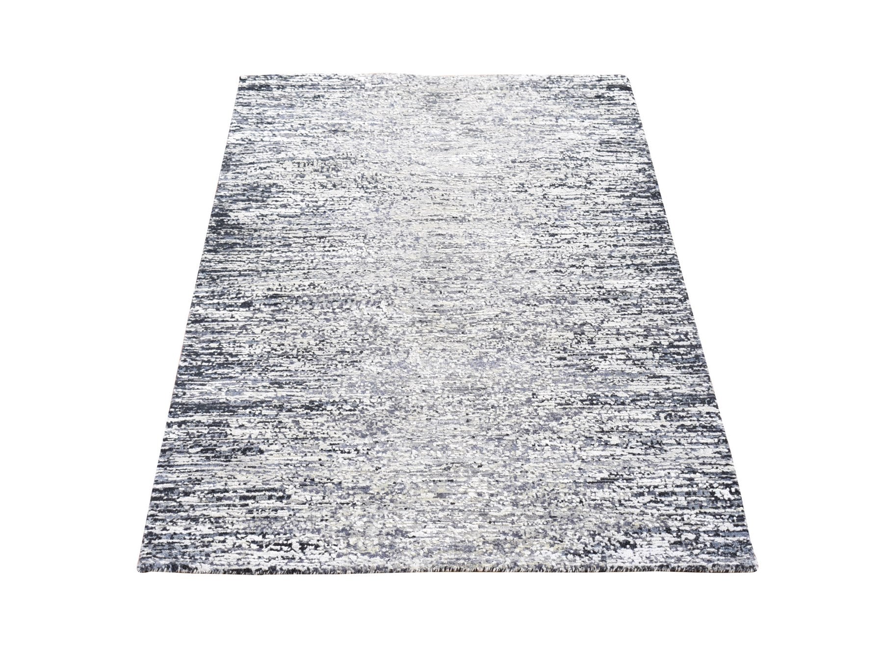 Modern / Contemporary hand-knotted wool/silk rug in Black, 3' x 5' — SKU O066967