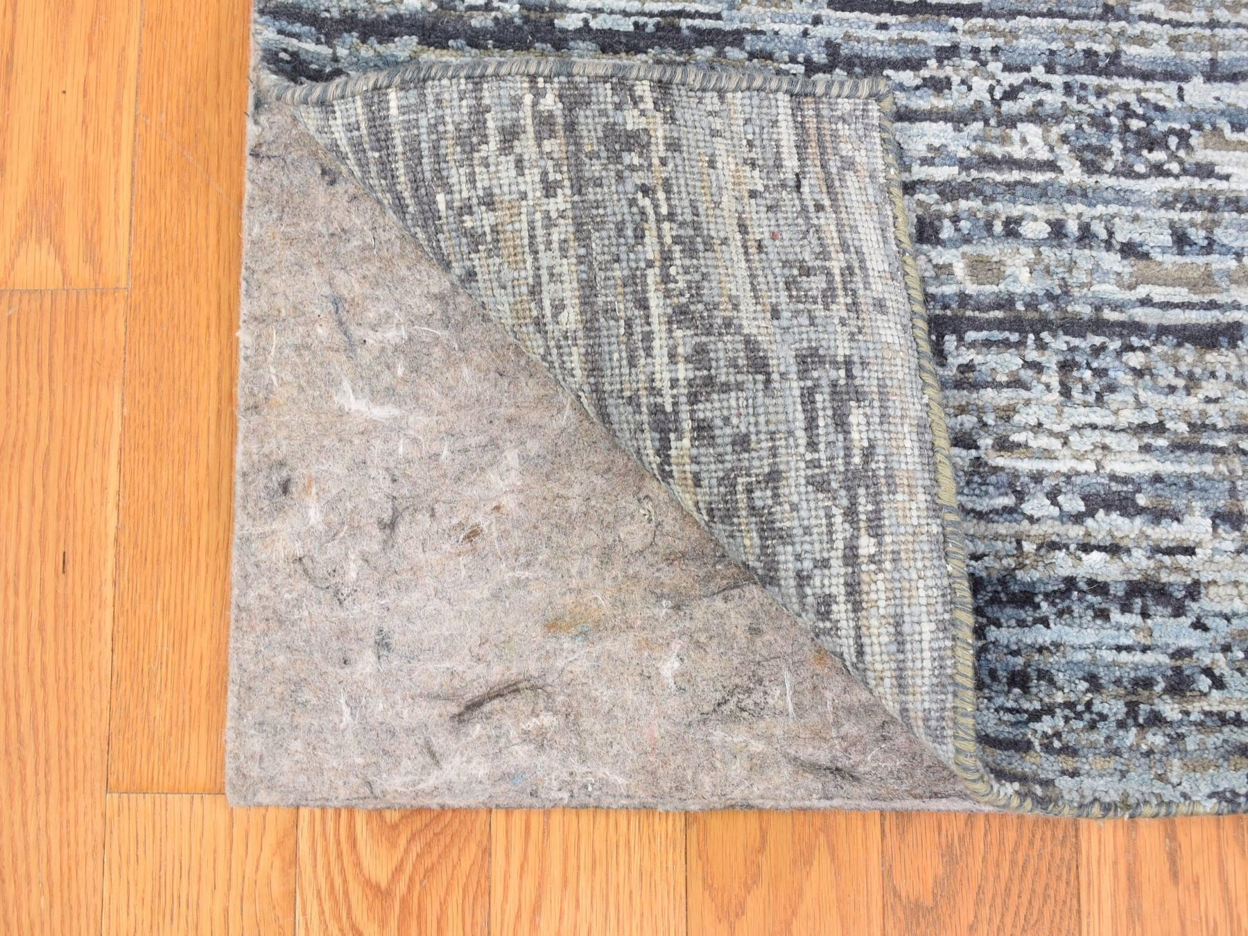 Modern / Contemporary hand-knotted wool/silk rug in Blue, 10' x 14' — SKU O066970 (view 3)